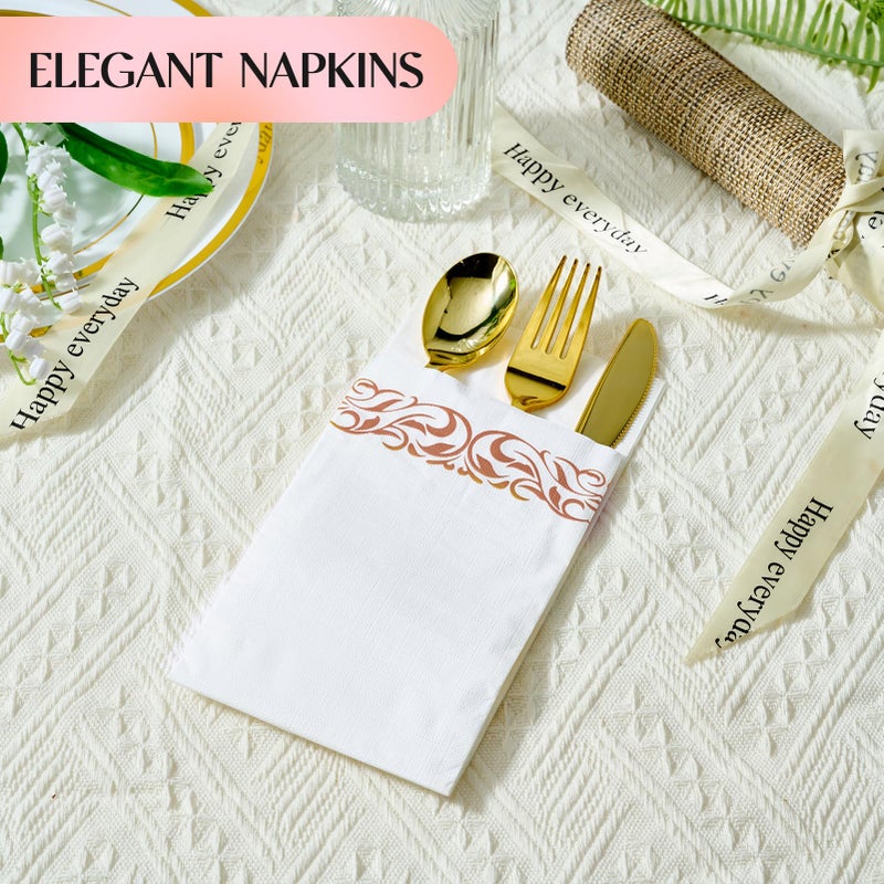 Vplus 400 Pack Paper Napkins Guest Towels Disposable Premium Quality 3-ply Dinner Napkins Disposable Soft, Absorbent, Party Napkins Wedding Napkins for Kitchen, Parties, Dinners or Events(rose gold) - Image 5